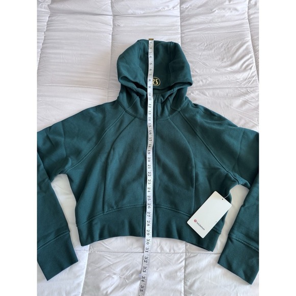 New Lululemon Scuba Full Zip Cropped Hoodie Size 14 Storm Teal/ Gold Sweatshirt - Picture 3 of 9